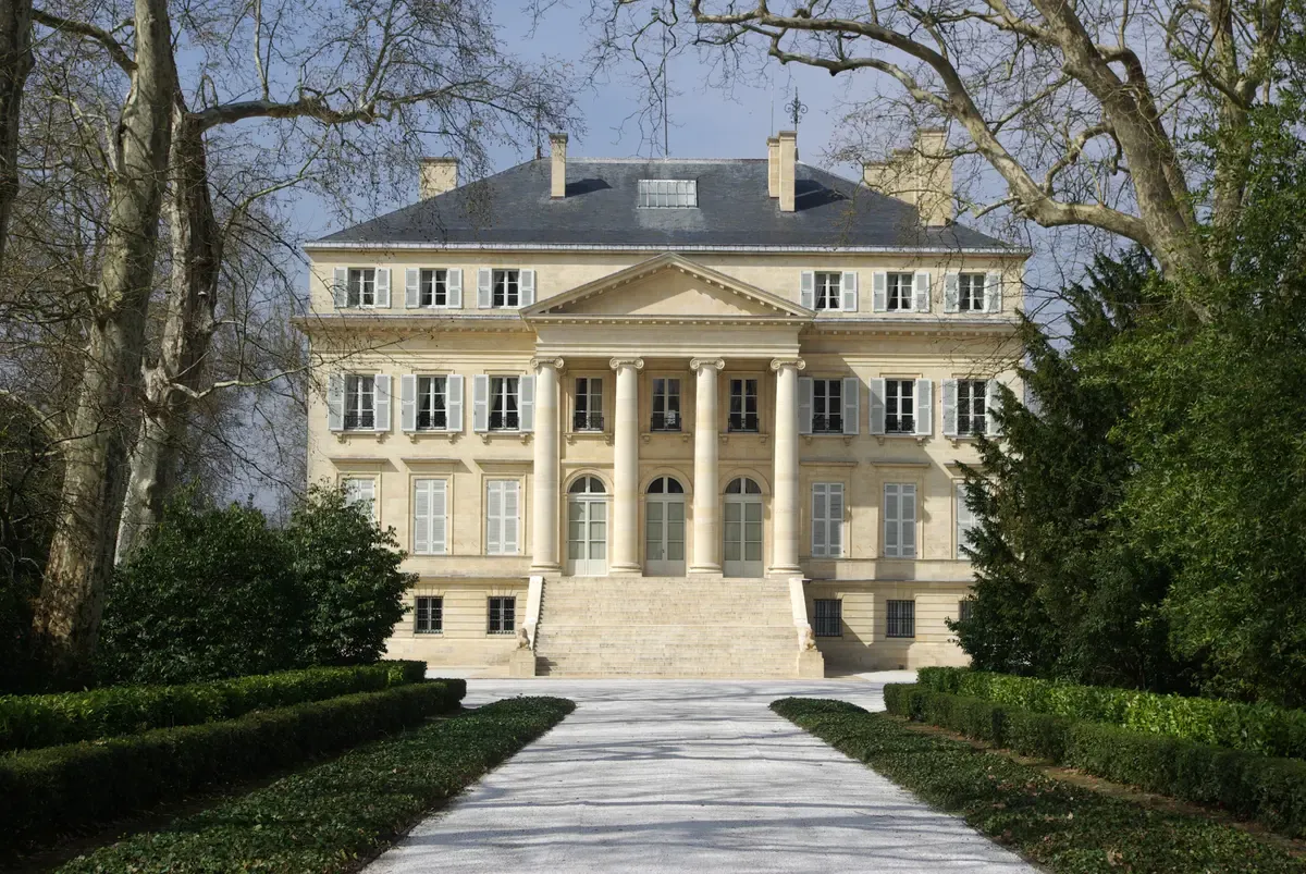 Château Margaux, the one First Growth in the Margaux appellation, seen on a Bordeaux wine day tour