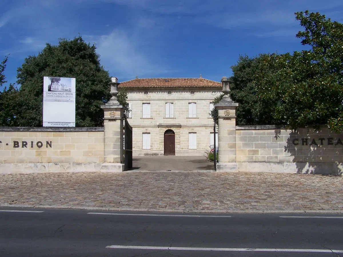 The gates of Château Haut-Brion in Pessac, seen on a Bordeaux wine day tour
